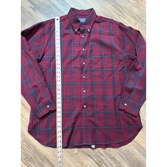 VTG Sir Pendleton Fireside Shirt Mens XL Red Wool Plaid Made USA 60s 70s - Picture 2 of 7